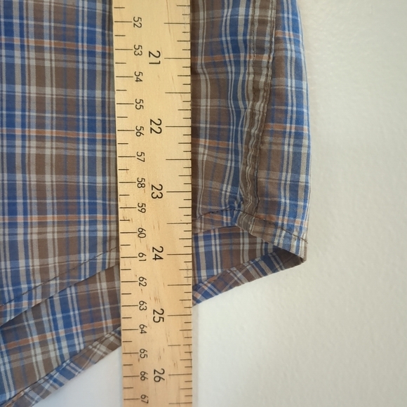 Levi's Shirt Mens Medium Pearl Snap Blue Plaid Short Sleeve Western Cowboy - Picture 9 of 10